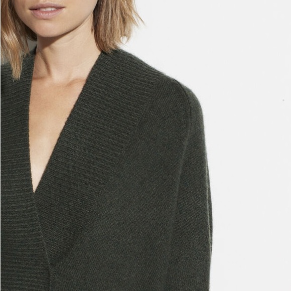 VINCE. Ribbed Shawl Collar Tunic in Moss - Picture 9 of 9